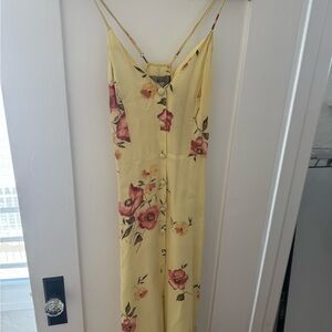 Reformation Cream Floral Dress with Spaghetti Straps